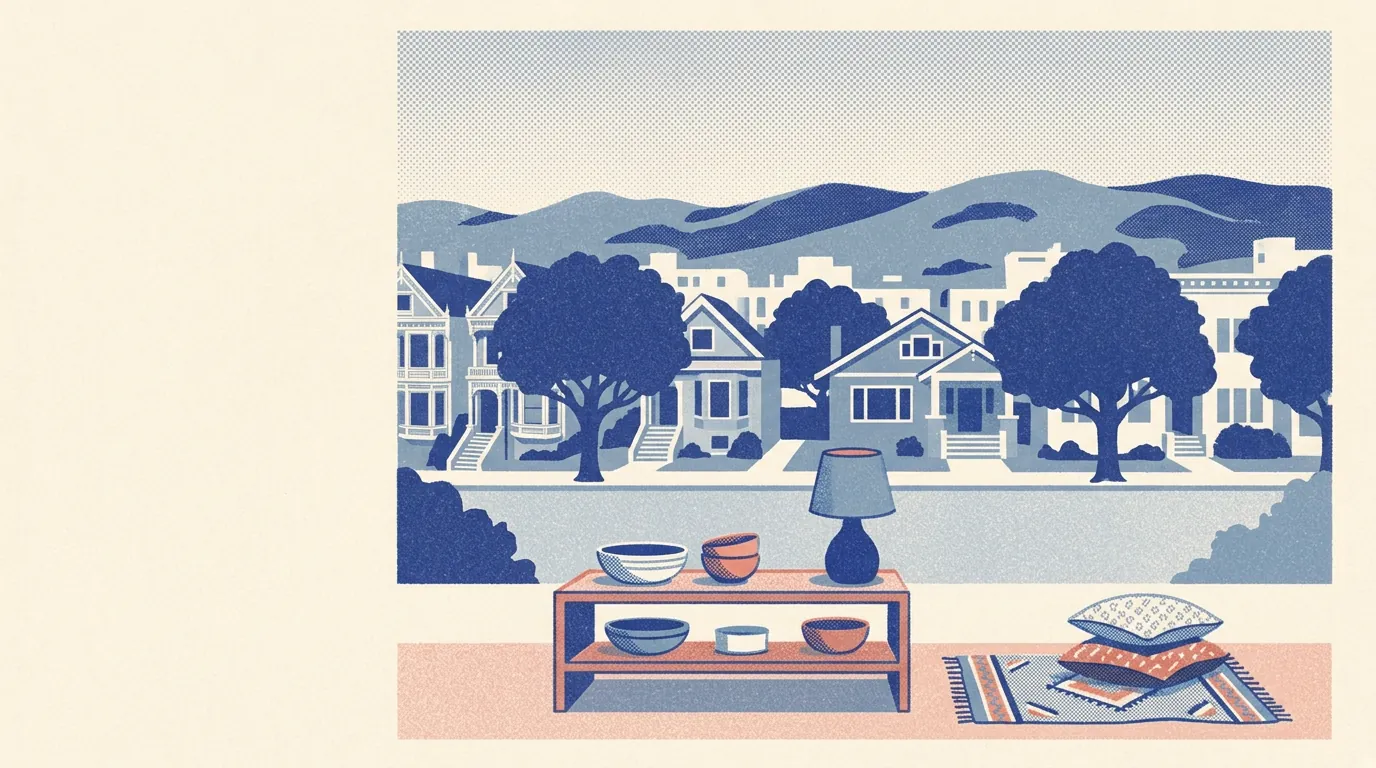 Illustration of home goods shops in Oakland