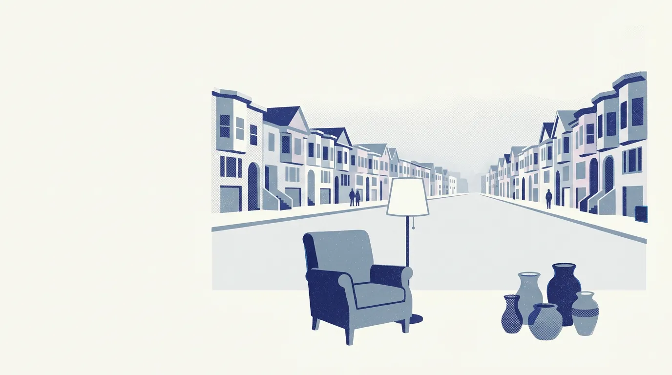 Illustration of vintage and antique shops in Richmond District
