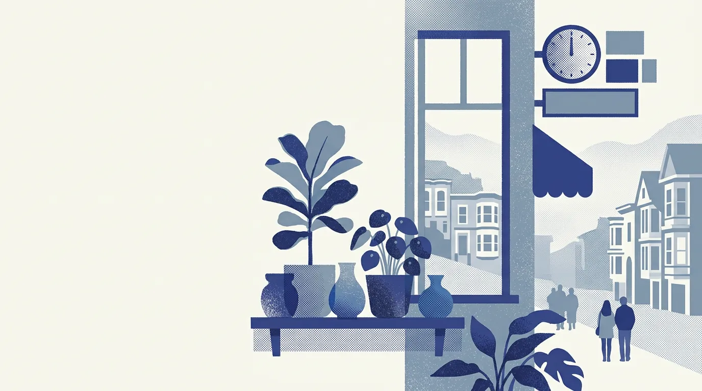 Illustration of plant shops in San Francisco
