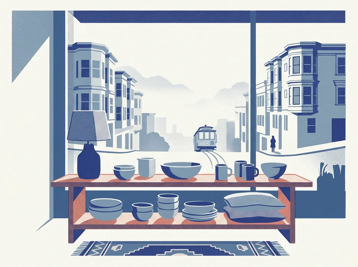Illustration of home goods shops in San Francisco