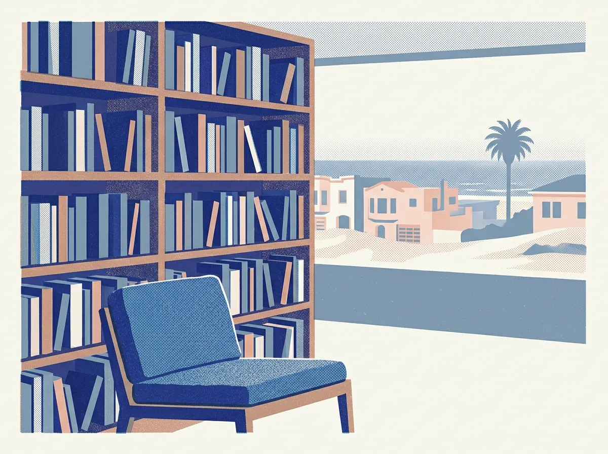 Illustration of bookstores in Outer Sunset