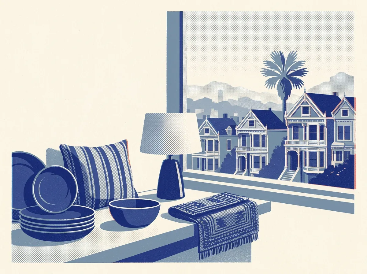 Illustration of home goods shops in San Francisco