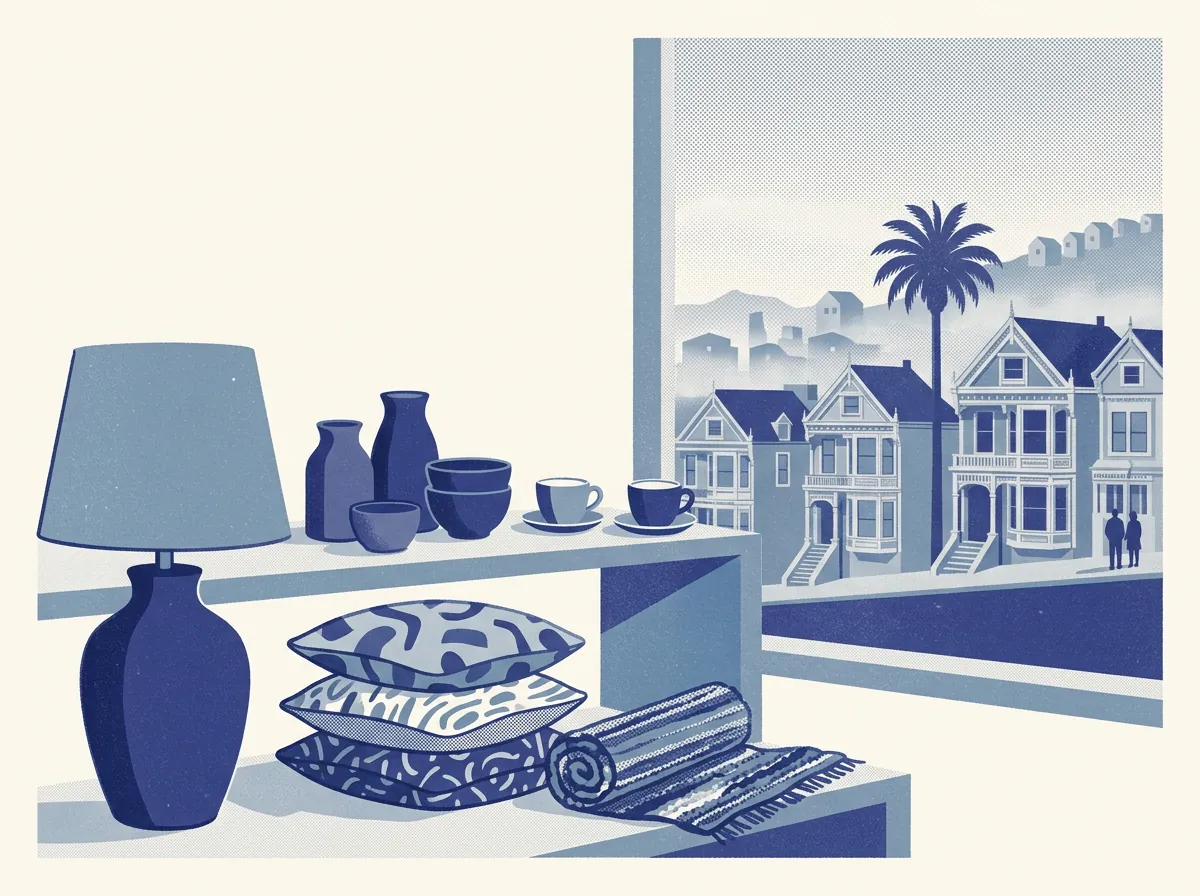 Illustration of home goods shops in San Francisco