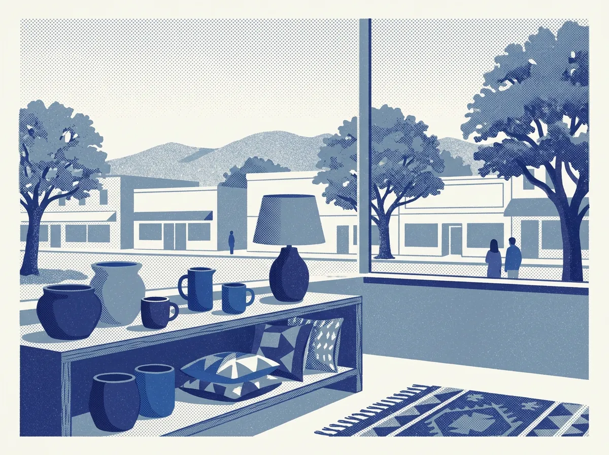 Illustration of home goods shops in Oakland